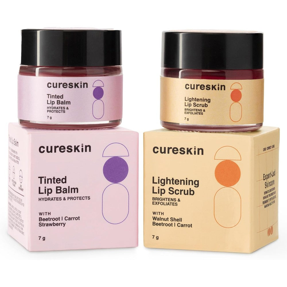 Cureskin lip scrub and tinted balm combo front view