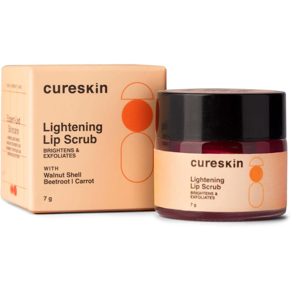 Cureskin Lightening Lip Scrub jar front view for dark lip treatment