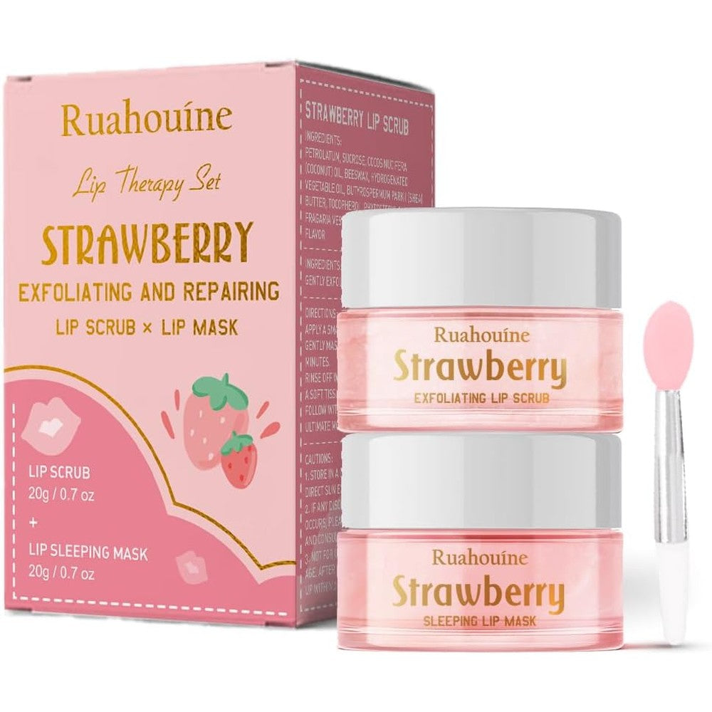 Ruahouine Strawberry Lip Scrub and Mask Set front view