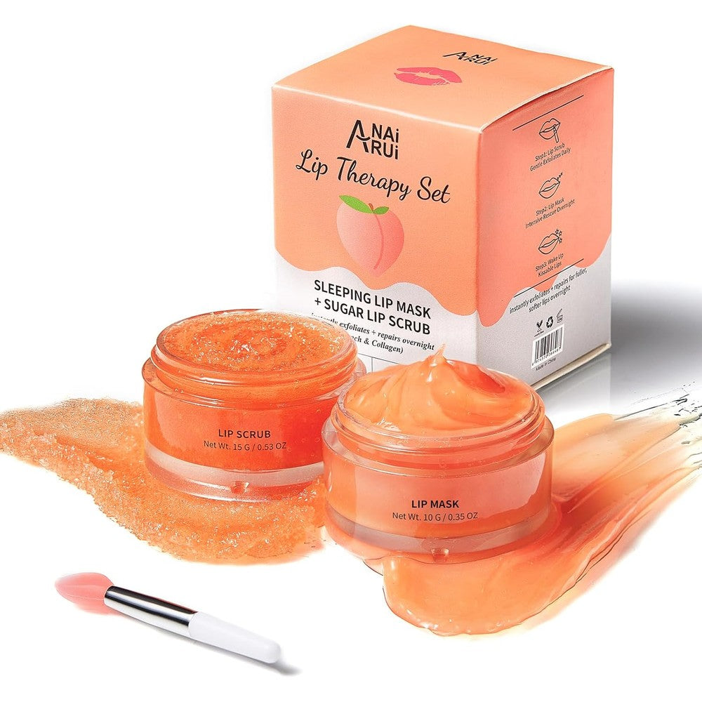 Anai Rui Peach Lip Scrub and Mask Set front view