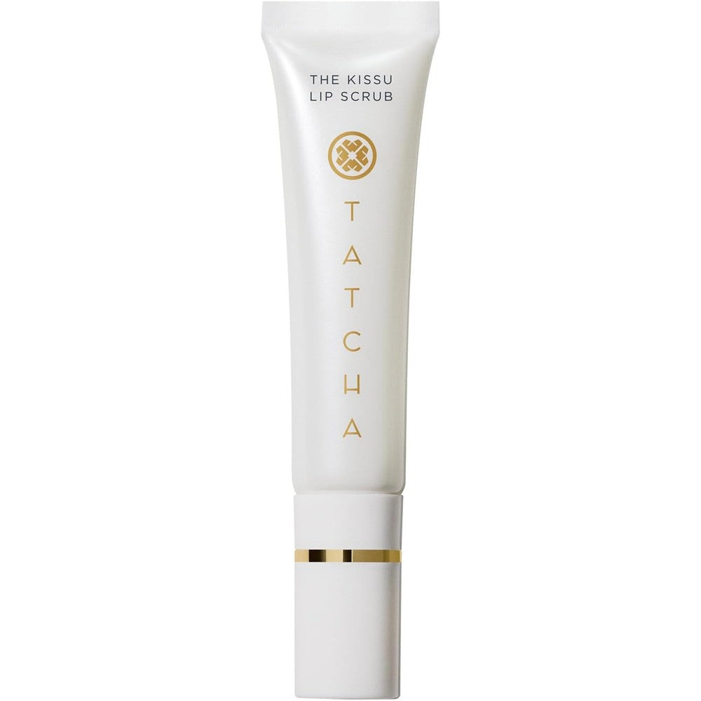 Tatcha Kissu Lip Scrub jar front view for smooth lips
