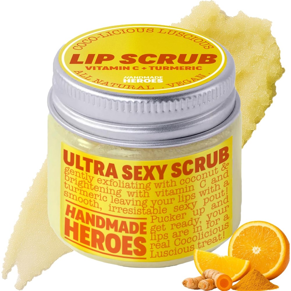 Handmade Heroes Turmeric Lip Scrub with Vitamin C front view packaging