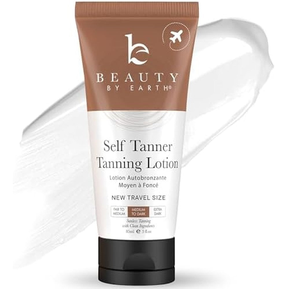 Beauty By Earth travel size self tanning lotion bottle front view