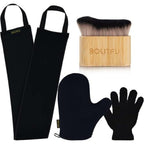 Bolitfu 4 Pack Self Tanning Mitt Applicator Kit front view packaging and contents