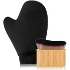 Bare By Vogue 2 In 1 Tanning Mitts And Kabuki Brush Applicator Set front view with packaging