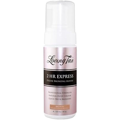 Loving Tan 2 HR Express Self Tanning Mousse Medium front view showing packaging