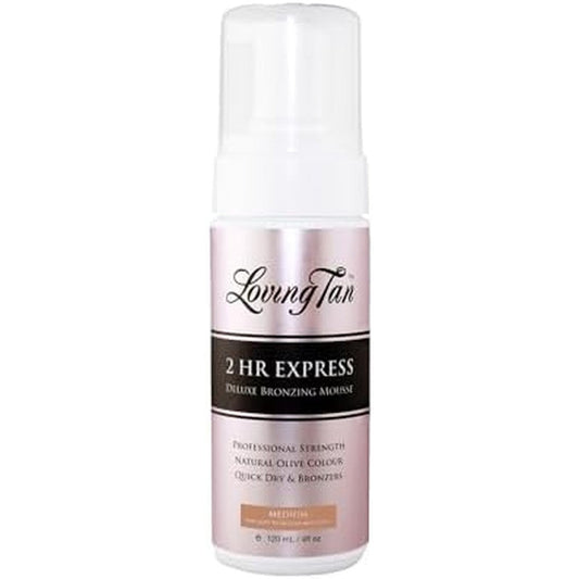 Loving Tan 2 HR Express Self Tanning Mousse Medium front view showing packaging