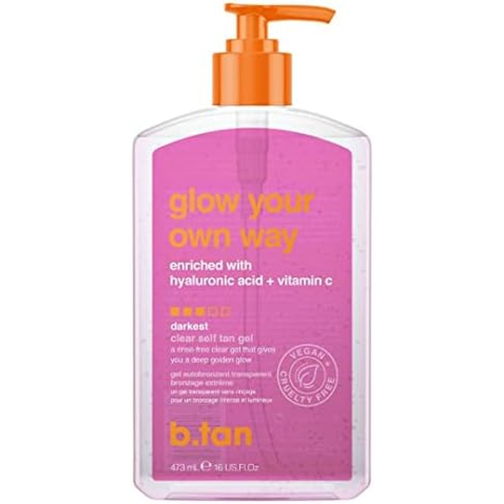 B.Tan Glow Your Own Way Clear Self Tan Gel pump bottle front view