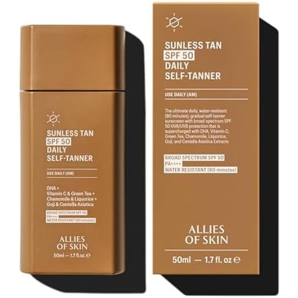 Allies of Skin Daily SPF 50 Self Tanner for face front view