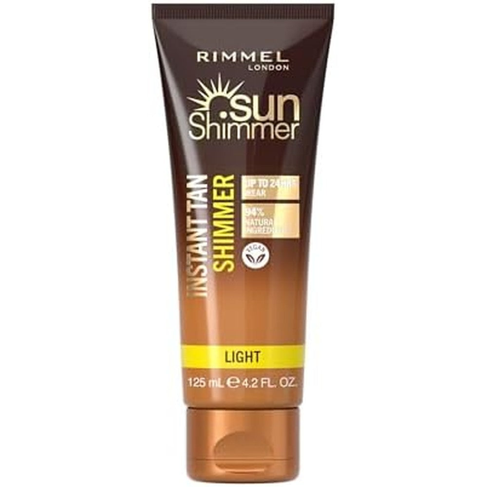 Rimmel London Sunshimmer Water Resistant Instant Tan Shimmer Light front view bottle