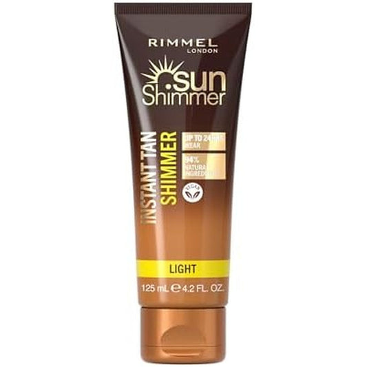 Rimmel London Sunshimmer Water Resistant Instant Tan Shimmer Light front view bottle