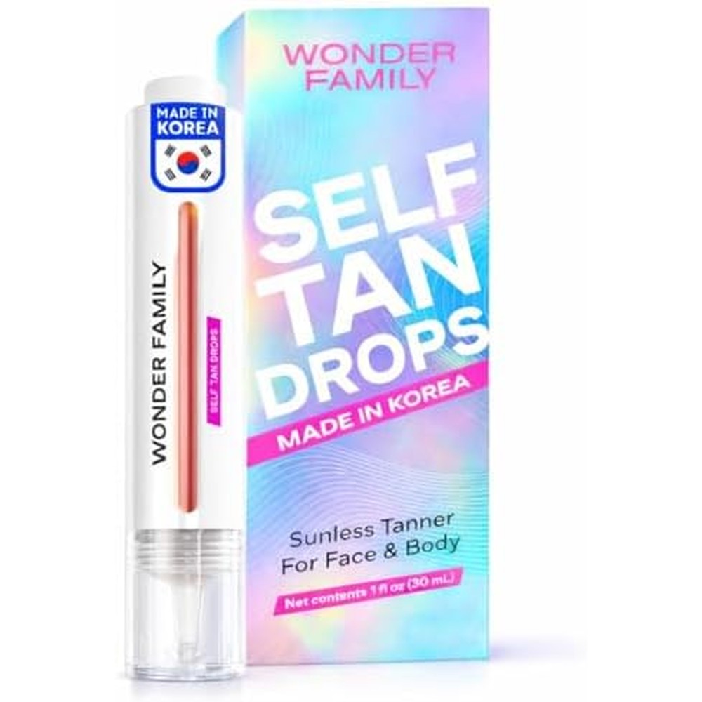 Wonder Family Self Tanning Drops Kit front view with mixing palette