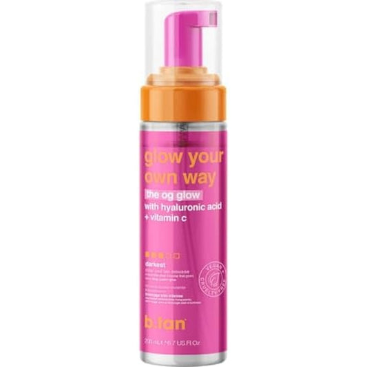 B.Tan Glow Your Own Way Clear Self Tanner Foam bottle front view