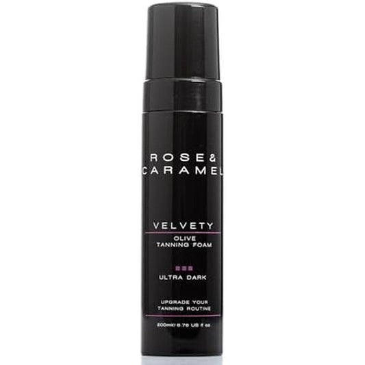 Rose and Caramel Velvety Ultra Dark Olive Tanning Mousse bottle front view