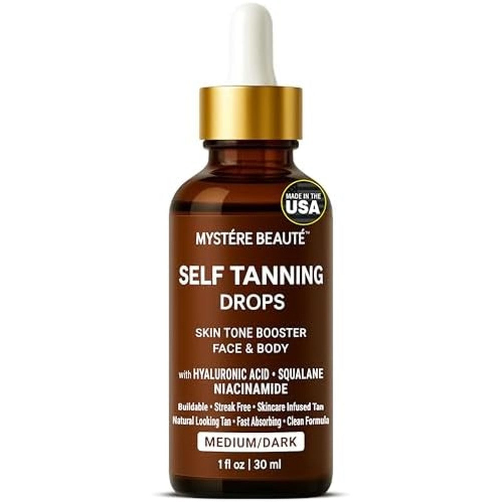 Mystere Beaute Hydrating Self Tanning Drops Medium Dark bottle front view