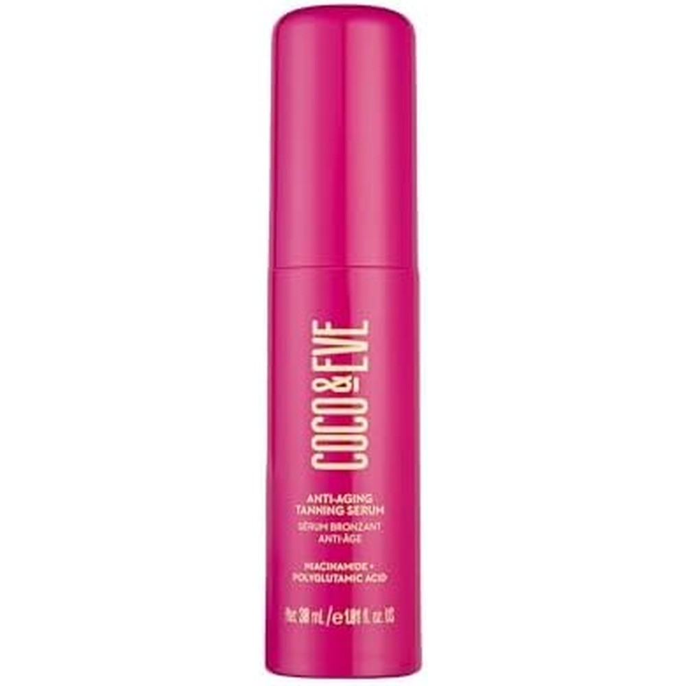 Coco & Eve Anti-Aging Tanning Serum 1.01 fl oz bottle with dropper for face tanning