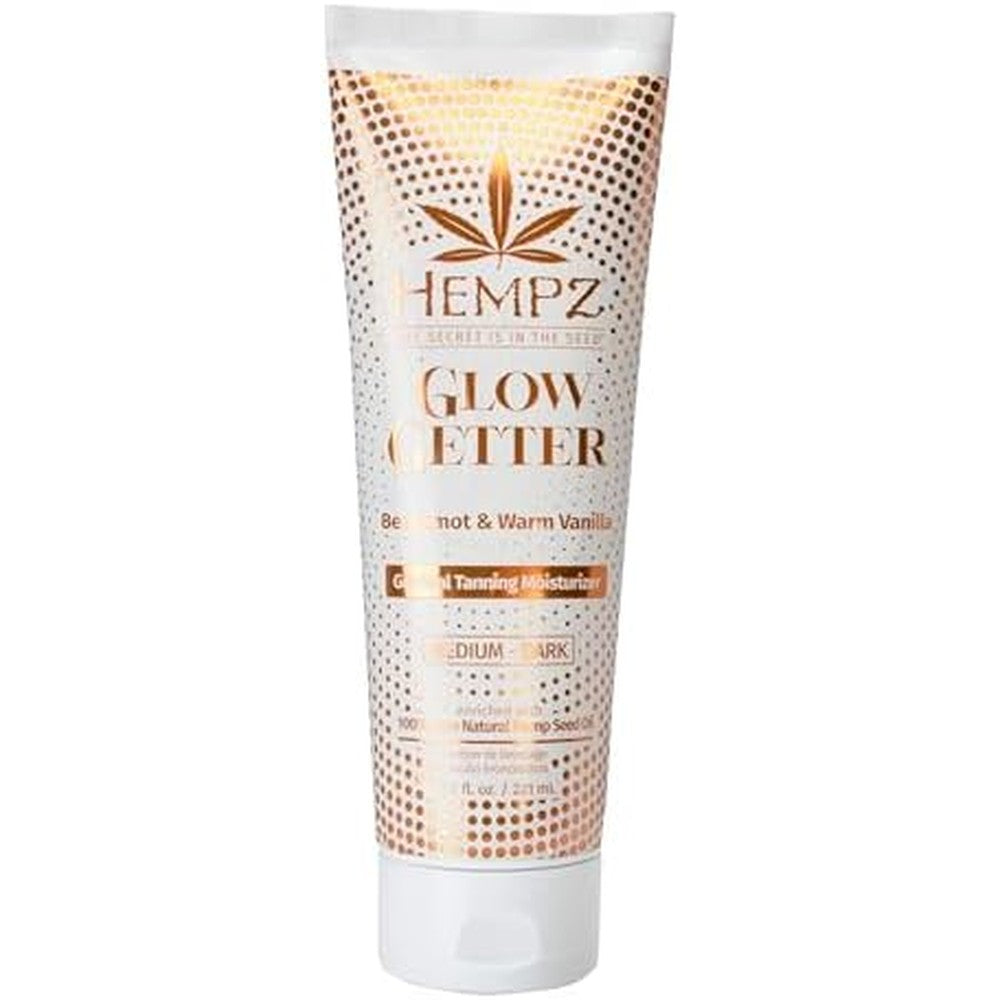 Hempz Glow Getter Gradual Self Tanning Lotion Medium To Dark Skin Tone Hydrating Vegan Body Moisturizer With Shimmer 7.5 Fluid Ounces - Image 1
