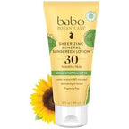 Babo Botanicals Sheer Zinc Mineral Sunscreen Lotion front view bottle packaging