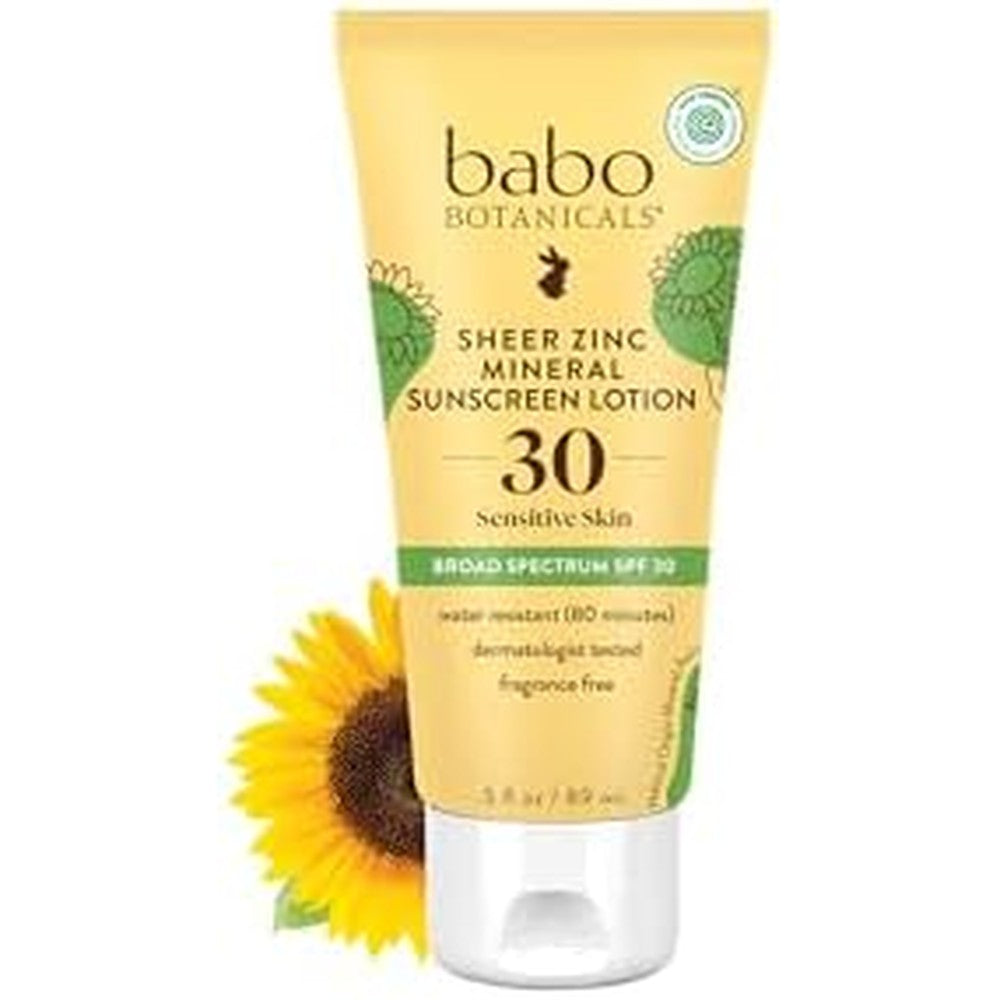 Babo Botanicals Sheer Zinc Mineral Sunscreen Lotion SPF 30 front view