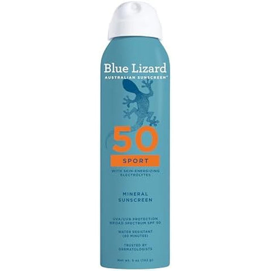 Blue Lizard Sport Mineral Sunscreen Spray front view bottle.