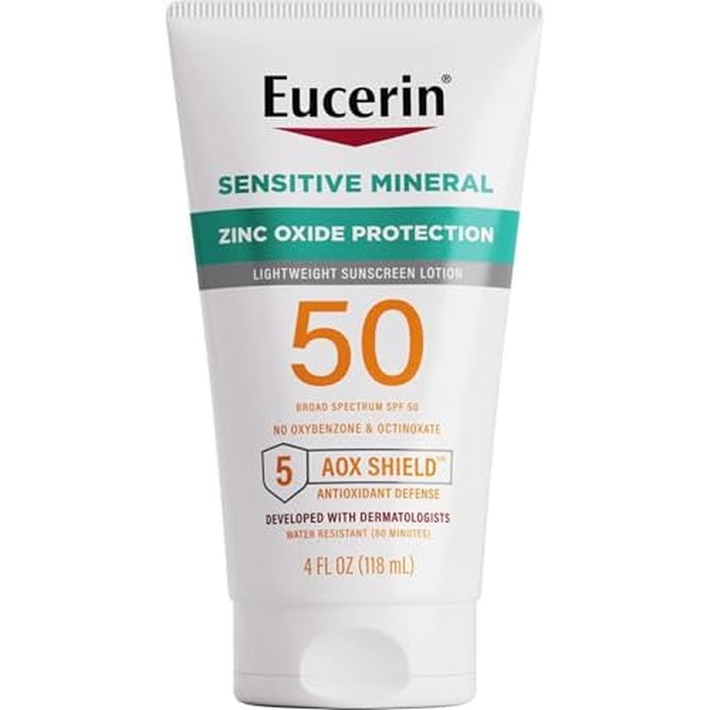 Eucerin Sun Sensitive Mineral Sunscreen Lotion 4 Fluid Ounces front view