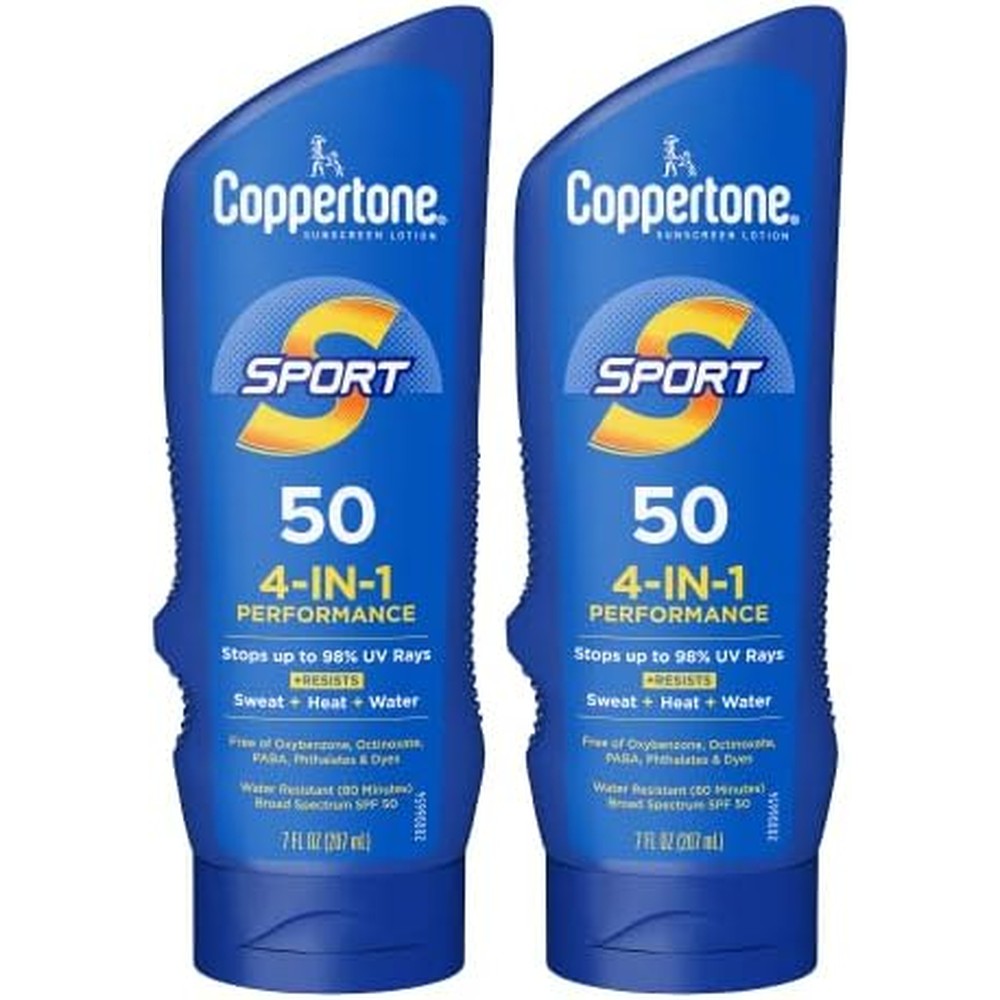 Coppertone Sport Sunscreen Lotion SPF 50 front view 2 pack