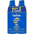 Coppertone Sport Sunscreen Spray front view showing the twin pack
