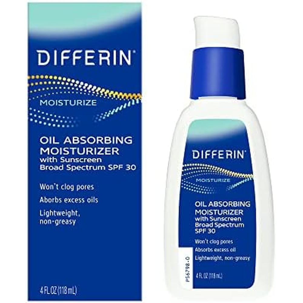 Differin Oil Absorbing Moisturizer with Sunscreen front view bottle