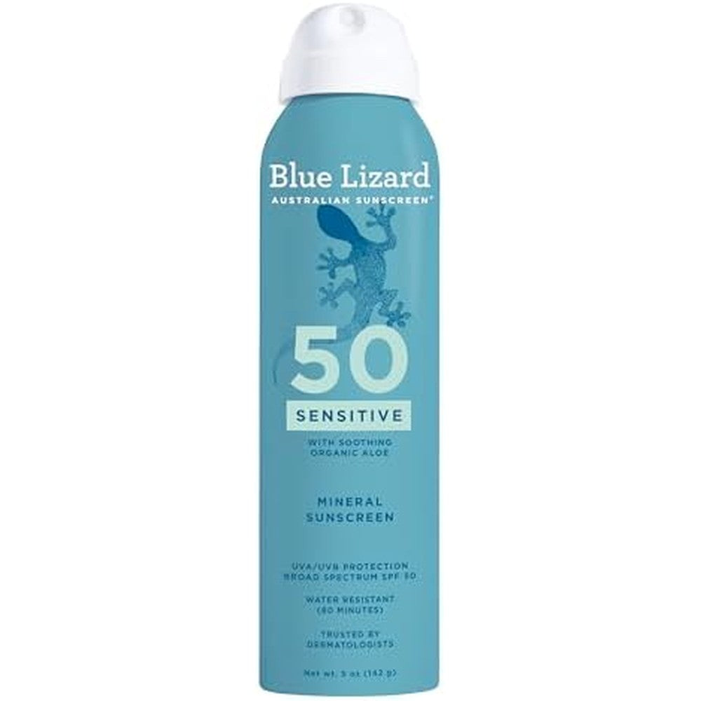 Blue Lizard Sensitive Mineral Sunscreen Spray SPF 50 front view packaging