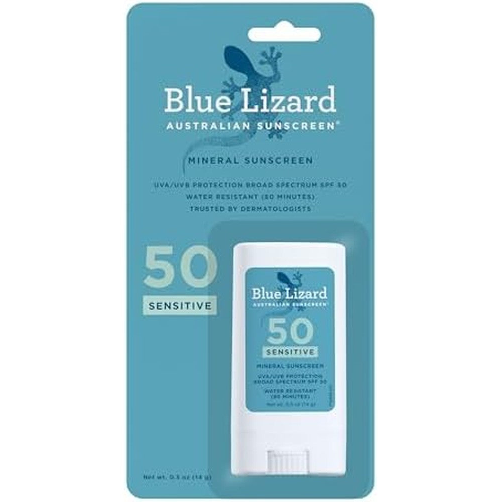 Blue Lizard Sensitive Mineral Sunscreen Stick front view packaging