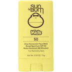 Sun Bum kids SPF 50 clear face stick front view showing packaging and brand logo