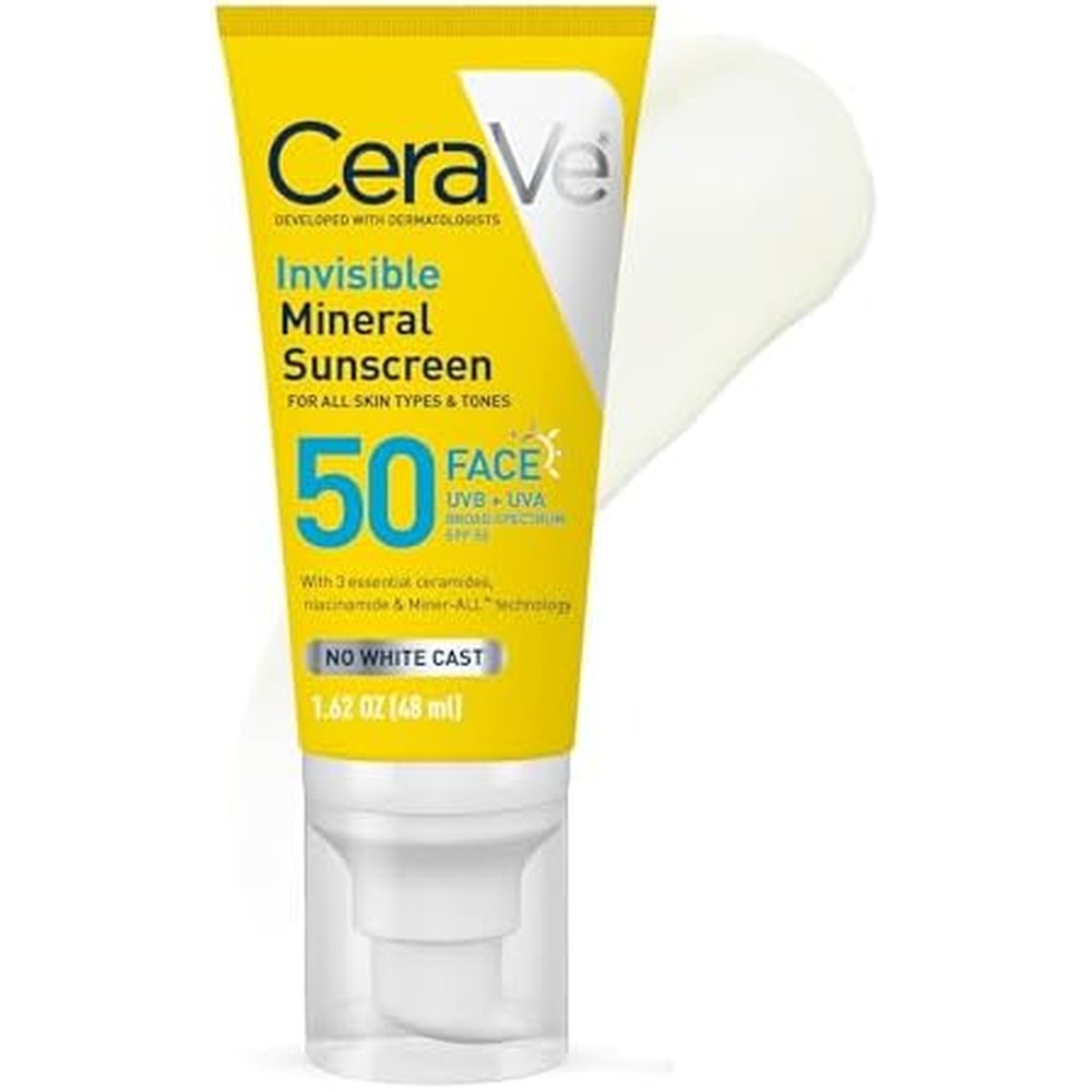 CeraVe Invisible Mineral Sunscreen SPF 50 front packaging view for sun protection