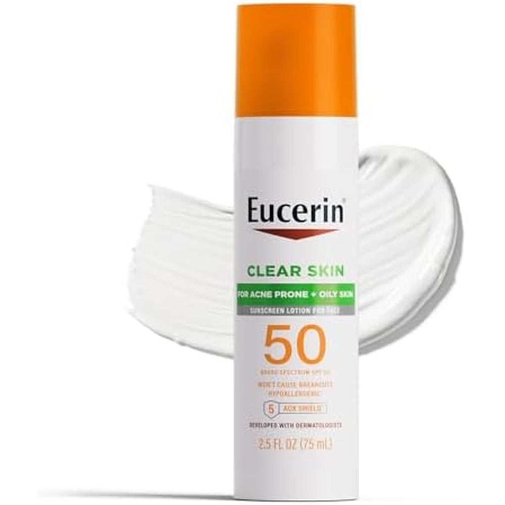 Eucerin Sun Clear Skin Face Sunscreen Lotion SPF 50 front bottle view