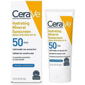 CeraVe Hydrating Mineral Sunscreen Face Lotion Broad Spectrum SPF 50 front view packaging tube