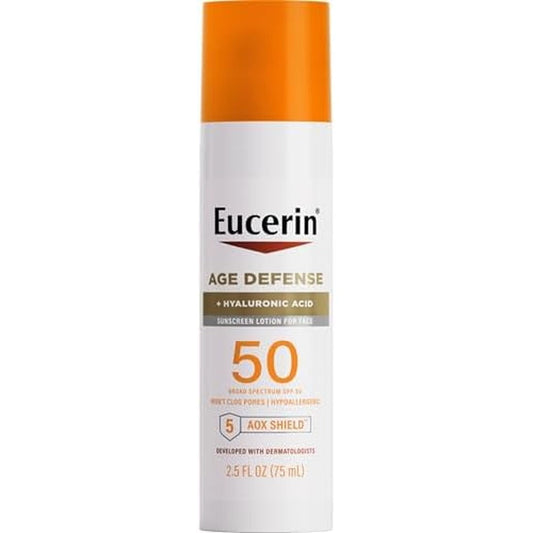Eucerin Sun Age Defense SPF 50 Face Sunscreen Lotion front bottle view