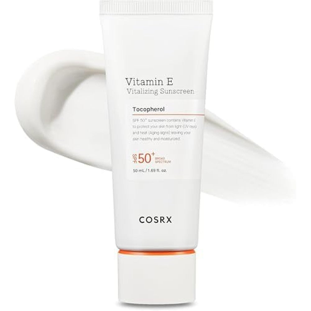 COSRX Vitamin E Vitalizing Sunscreen SPF 50 tube for broad spectrum protection