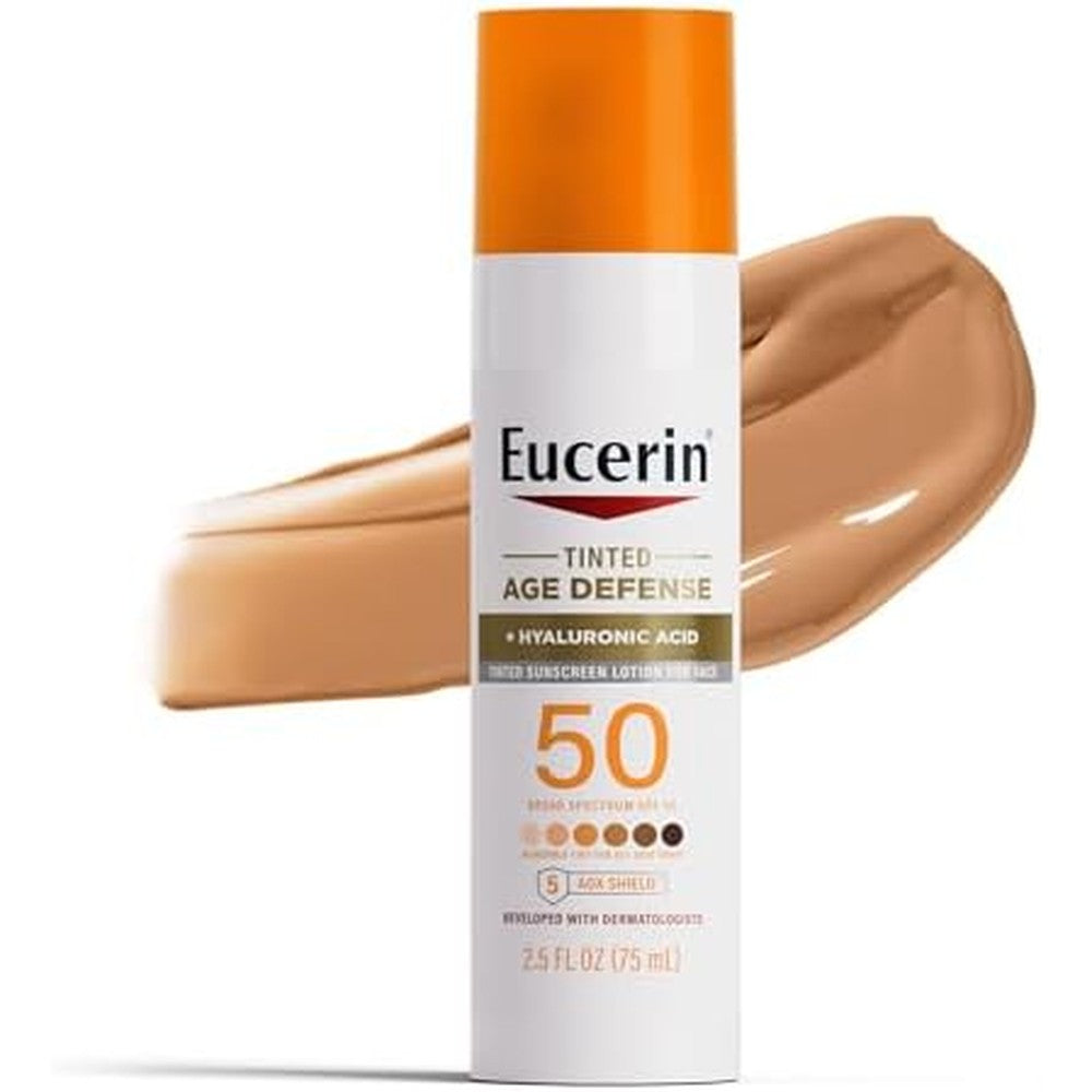 Eucerin Sun Tinted Age Defense Face Sunscreen Lotion front view bottle