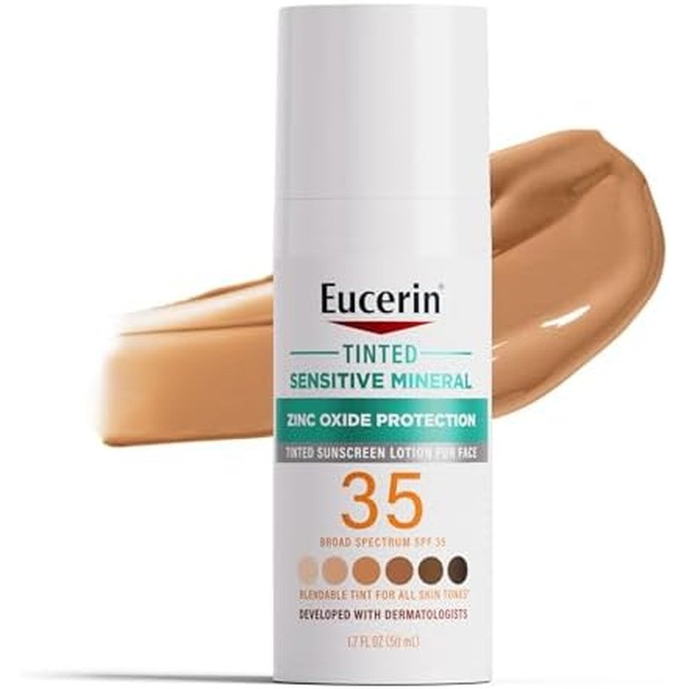 Eucerin Sun Tinted Sensitive Mineral Face Sunscreen SPF 35 front packaging