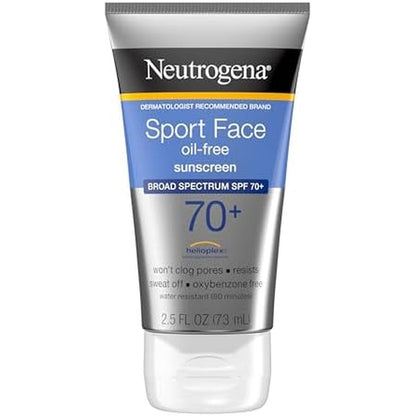 Neutrogena Sport Face Sunscreen SPF 70 Plus front view oil free lotion bottle
