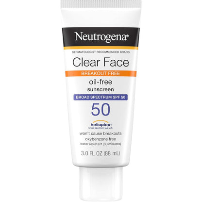 Neutrogena Clear Face Liquid Lotion Sunscreen SPF 50 front view