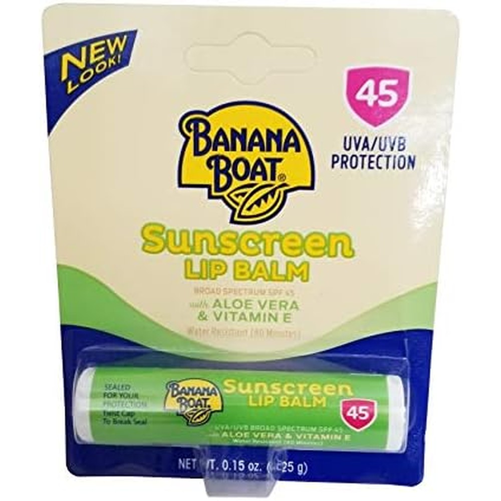 Banana Boat Aloe Vera with Vitamin E Sunscreen Lip Balm SPF 45 front view