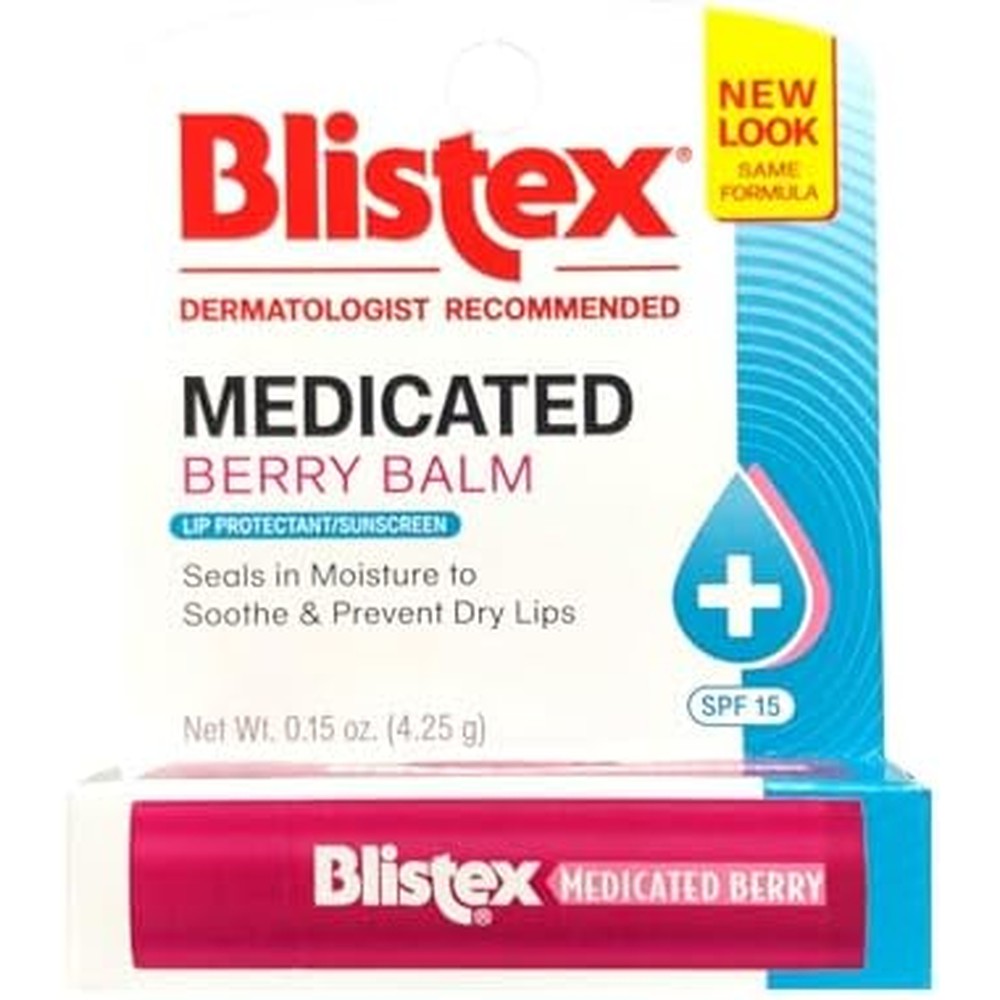 Blistex Medicated Berry Lip Balm 0.15 Ounce front view for chapped lip relief