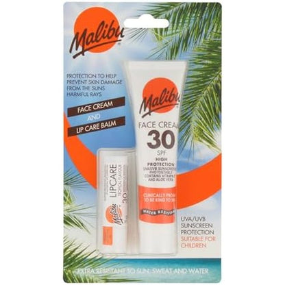 Malibu Sun Protection Face Cream and Lip Balm set front view