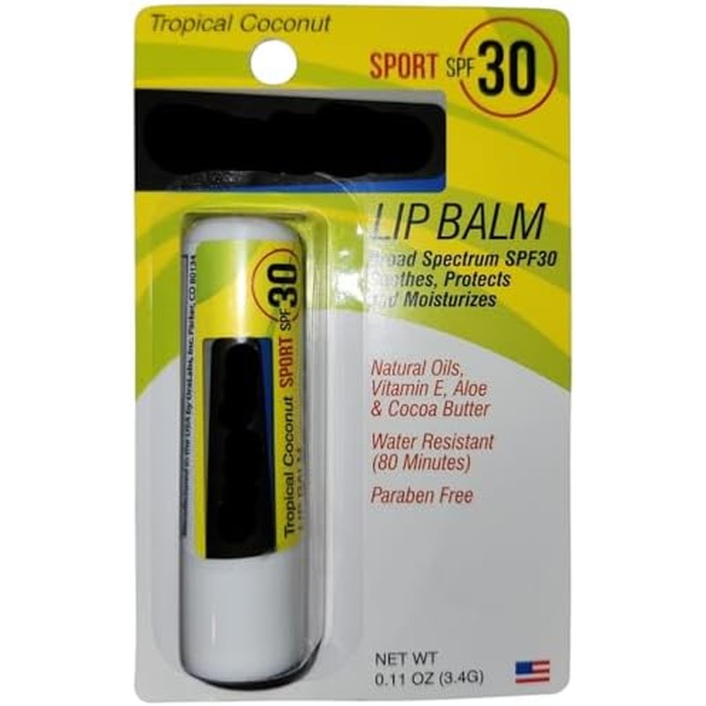 Chap Ice Tropical Coconut Sport Lip Balm SPF 30 front view for sun protection