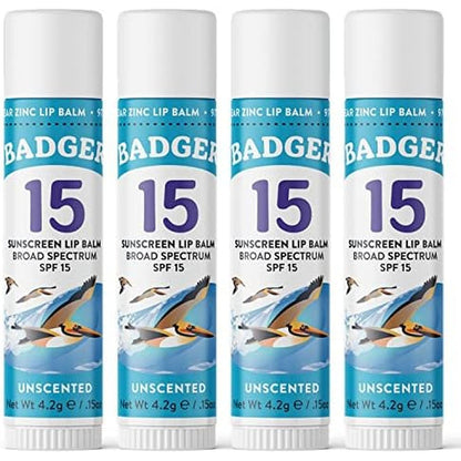 Badger Mineral Sunscreen Lip Balm 4-Pack front view packaging
