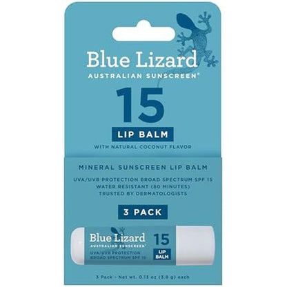 Blue Lizard Mineral SPF 15 Lip Balm 3-pack front view