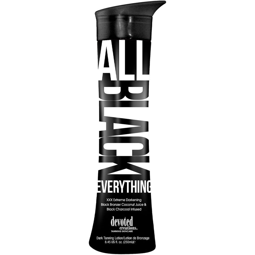 Devoted Creations All Black Everything tanning lotion bottle front view