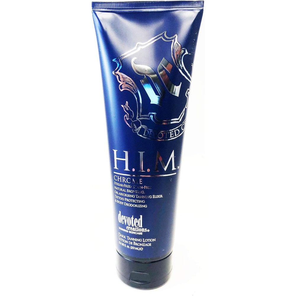 Devoted Creations H.I.M. Chrome Natural Bronzer tube front view for men