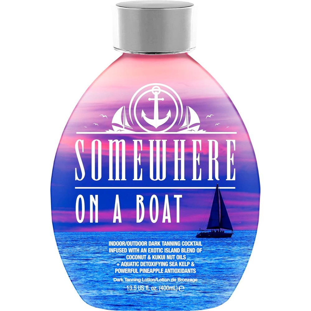 Dark Tans Exclusive Somewhere On A Boat tanning lotion bottle front view