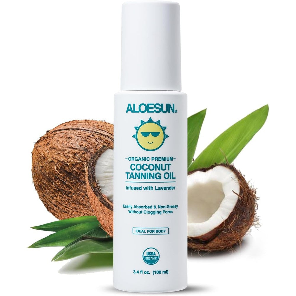 Aloesun Organic Coconut Tanning Oil Spray front view bottle